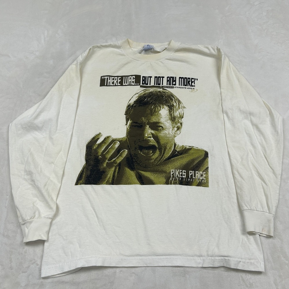 M decker stardate Shirt Mens XL Cream Long Sleeve Pikes Place USA